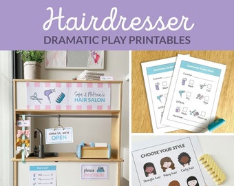 Hair Salon Dramatic Play Printables, Hairdresser Pretend Play, Hairdressing Role Play - INSTANT DOWNLOAD - Printable PDF with Editable Text