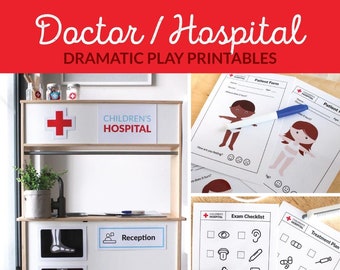 Doctor Dramatic Play Set, Hospital or Doctor&#39;s Practice Pretend Play Printables - INSTANT DOWNLOAD - Printable PDF with Editable Text