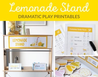 Utskrivbara dramaleksaker med lemonadstånd, sommarlek för barn, rollspel med lemonadtillverkning för barn - DIREKT NEDLADDNING - Utskrivbar PDF