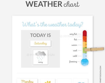 Printable Weather Chart for kids, Learn the Weather, Homeschool Daily Routine, Montessori Toddler - INSTANT DOWNLOAD - Printable PDF