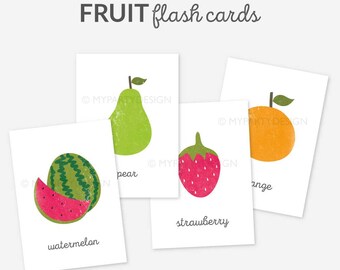 Druckbare Obst-Karteien, lernen Sie die Früchte, Frühbildung zu Hause, Montessori-Schule für Kleinkinder - INSTANT DOWNLOAD - druckbare PDF-Datei