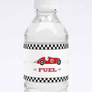 Race Car Bottle Labels, Car Race Party Decorations, Racing Birthday Decor, Boy theme - INSTANT DOWNLOAD - Printable PDF with Editable Text