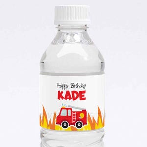 Firetruck Birthday Decorations, Bottle Labels, Fireman Birthday, Fire Truck Party - INSTANT DOWNLOAD - Printable PDF with Editable Text