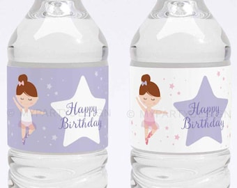 Ballerina Bottle Labels, Ballet Birthday Decorations, Dance Party Decor - INSTANT DOWNLOAD - Printable PDF with Editable Text