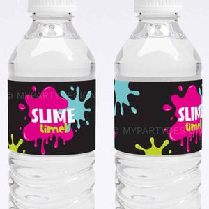 Etiquetas para botellas de slime, decoraciones para fiestas de slime, imprimibles de cumpleaños para preadolescentes - DESCARGA INSTANTÁNEA - PDF imprimible con texto editable