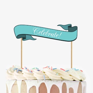 Custom Cake Topper, Birthday Cake Banner, Mini Bunting - Choose your color and wording! - PRINTABLE PDF Digital File for DIY