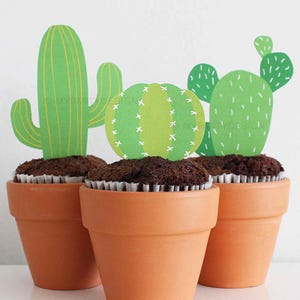 Decorazioni per cupcake a forma di cactus, cupcake di compleanno a forma di cactus, decorazioni per feste di festa messicana, festa dei lama - DOWNLOAD IMMEDIATO - PDF stampabile