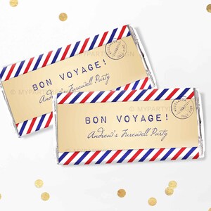 Emballages de chocolat de fête de voyage, décorations de fête d'adieu, thème de voyage de carte postale vintage - TÉLÉCHARGEMENT IMMÉDIAT - PDF modifiable imprimable