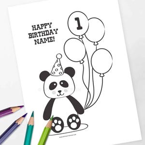 Panda Party Coloring Page, Panda Party Activity, Gender Neutral Birthday Printable - INSTANT DOWNLOAD - Printable PDF with Editable Text