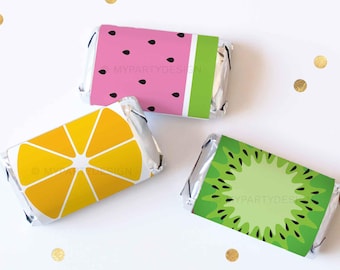 Twotti Frutti Gastgeschenke, Mini Schokoladenverpackungen, Tutti Frutti Geburtstagsdekoration, Tropische Party - INSTANT DOWNLOAD - Printable PDF