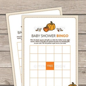 Baby Shower Bingo, Little Pumpkin BabyShower, Juego Neutral de Género de Otoño - DESCARGA INSTANTE - PDF imprimible con texto editable