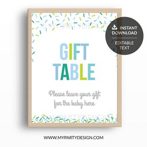 Baby Sprinkle Gift Table Sign, Boy Baby Shower, Sprinkles Party ...