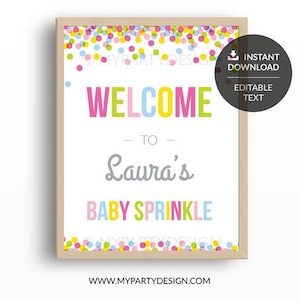 Baby Sprinkle Welcome Sign, Baby Shower Party Decorations - INSTANT DOWNLOAD - Printable PDF with Editable Text (BB01)