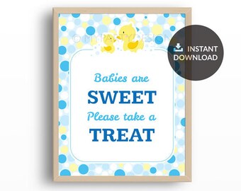 Rubber Duck Baby Shower Sign, Take a Treat Sign, Gender Neutral BabyShower Party - INSTANT DOWNLOAD - Printable PDF with Editable Text