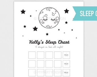 Sleep Chart for Kids, Stay in Bed Reward Chart for Sleep Training, Bedtime Routine Diary - INSTANT DOWNLOAD - Printable Editable PDF