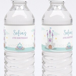 Princess Party Bottle Labels, Fairytale Princess Birthday Decoration, Little Girl Party - INSTANT DOWNLOAD - Printable Editable PDF