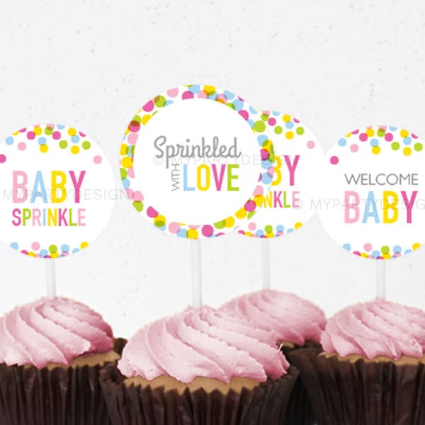 Baby Sprinkle Cupcake Toppers, Baby Sprinkle Decorations, Baby Shower Party Decor - INSTANT DOWNLOAD - Printable PDF (BB01)