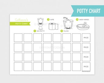 Potty Training Chart, Toilet Training Reward Planner for Toddlers, Kids Sticker Chart - INSTANT DOWNLOAD - Printable Editable PDF