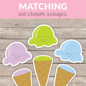 Color Matching Printable Game, Ice Cream activity for Toddlers & Pre-schoolers, Homeschool Early Learning - INSTANT DOWNLOAD - Printable PDF
