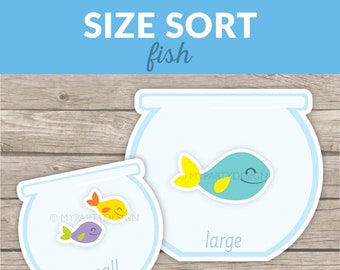 Fish Size Sorting Game, Printable activity for Toddlers and Preschool, Homeschool Maths Printable - INSTANT DOWNLOAD - Printable PDF