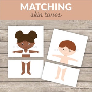 Skin Tones Matching Game, Diversity puzzle, Printable activity for Toddlers and Preschool, Homeschool - INSTANT DOWNLOAD - Printable PDF