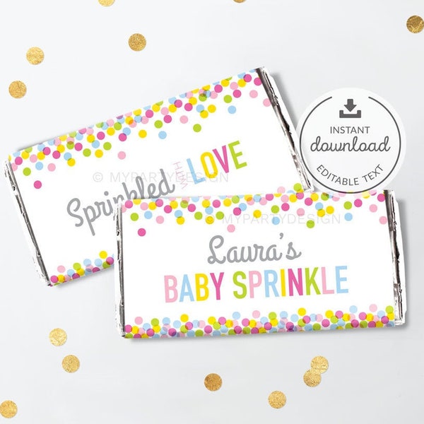 Baby Sprinkle Chocolate Wrappers, Baby Shower Decorations, BabyShower Party Favors - INSTANT DOWNLOAD - Printable Editable PDF (BB01)