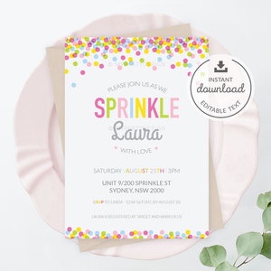 Baby Sprinkle Invitation, Baby Shower Invite, Boy or Girl Confetti Sprinkles Invitation - INSTANT DOWNLOAD - Printable Editable PDF (BB01)