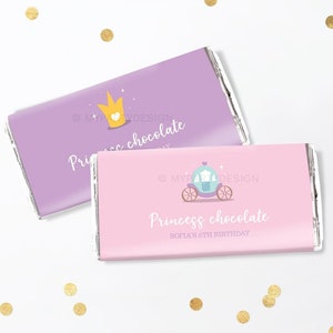 Princess Party Chocolate Wrappers, Princess Birthday Favors, Little Girl Fairytale Decor - INSTANT DOWNLOAD - Printable Editable PDF