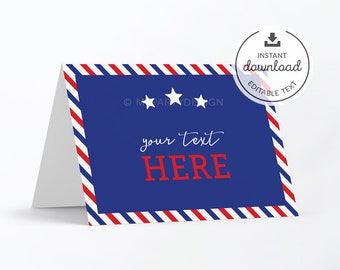 4th of July Party Tent Labels, Fourth of July Birthday Food Labels, Independence Day Decor - INSTANT DOWNLOAD - Printable Editable PDF