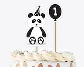 Panda Cake Topper, Panda Birthday Party Printables, Cake Decorations - INSTANT DOWNLOAD - Printable PDF with Editable Text