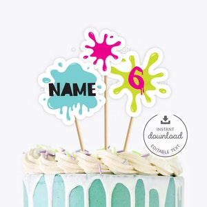  Slime Happy Birthday Cake Topper - Slime Queen Birthday Cake  Topper 6pcs Slime Cupcake Toppers - Girl's Birthday Party Decorations :  Grocery & Gourmet Food