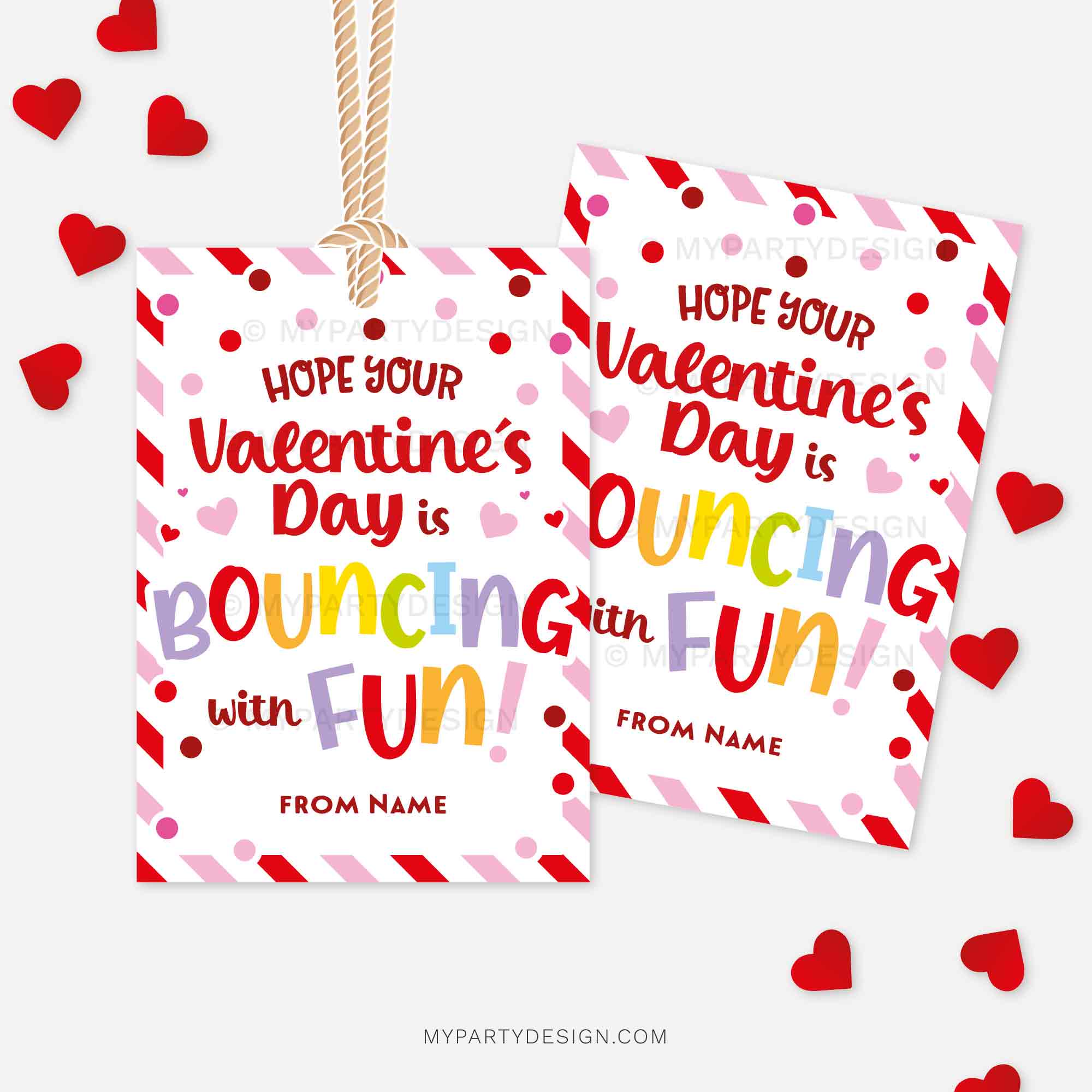 Valentines Bouncing With Fun Gift Tags, Ball Valentine's Day Labels ...