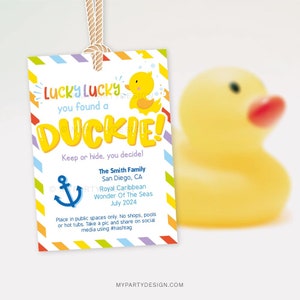 Je hebt een duckie gevonden voor cruise-eenden Tags voor cruise badeend verstopt spel, cruiselabel - INSTANT DOWNLOAD - afdrukbare bewerkbare pdf