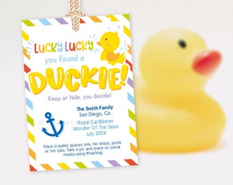 Vous avez trouvé un Duckie Cruise Ducks Tags for Cruise Rubber Duck Hiding Game, Cruising Label - TÉLÉCHARGEMENT IMMÉDIAT - PDF modifiable imprimable