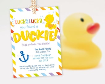 You Found a Duckie Cruise Ducks Tags for Cruise Rubber Duck Hiding Game, Cruising Label - INSTANT DOWNLOAD - Printable Editable PDF