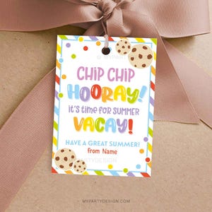 Chip Chip Hooray Etiqueta de presente para férias de verão, biscoitos de fim de ano letivo, presente de professor ou alunos - DOWNLOAD INSTANTÂNEO - PDF editável para impressão