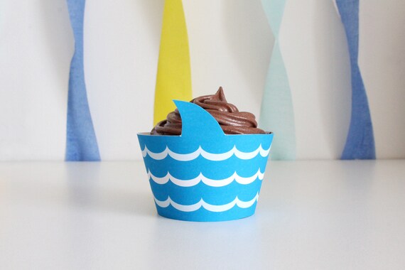 Shark Party - Cupcake Wrappers - Shark Birthday Party - Under the Sea Party - Cupcake Liners - INSTANT DOWNLOAD - Printable PDF Il_570xn
