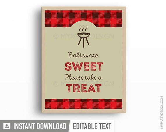 Baby-Q Baby Shower Take a Treat Sign - Editable Sign - Bbq Couples Shower - INSTANT DOWNLOAD - Printable PDF with Editable Text (BB05) Il_570xn