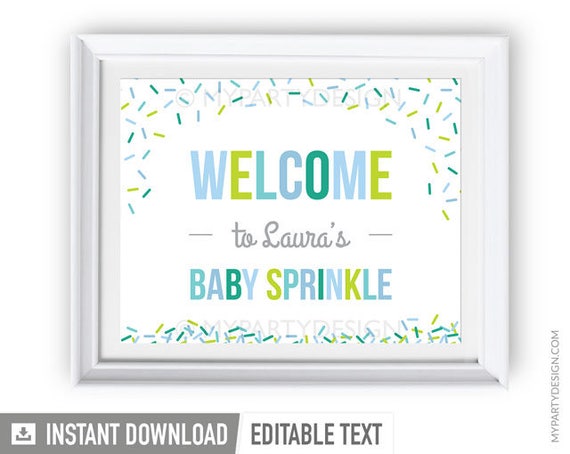 Baby Sprinkle Welcome Sign - Boy Baby Shower - Sprinkles - INSTANT DOWNLOAD - Printable PDF with Editable Text (BB03) Il_570xn