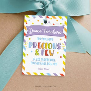 Dance Teacher Appreciation Tag, Thank You Label for Dance, Cheer or Ballet Teacher Gifts - INSTANT DOWNLOAD - Printable Editable PDF