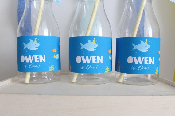 Shark Party - Bottle Labels - Shark Birthday - Under the Sea Party - INSTANT DOWNLOAD - Printable PDF with Editable Text Il_570xn