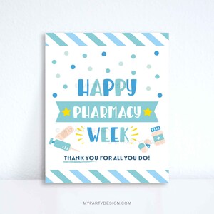 Happy Pharmacy Week Sign, Thank You Print for Chemist or Pharmacy Staff Appreciation Gifts - INSTANT DOWNLOAD - Printable PDF File