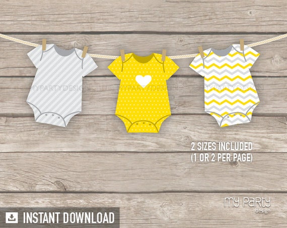 Yellow Baby Shower Bodysuit Theme Banner Baby Shower Party