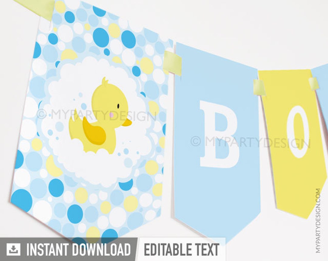 Rubber Duck Banner Ducky Baby Shower Bunting Gender Neutral Etsy