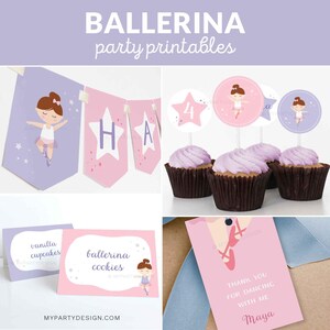 Ballerina Birthday Party Decorations, Ballerina Party Pack, Ballet Kit, Dance Decor - INSTANT DOWNLOAD - Printable Editable PDF