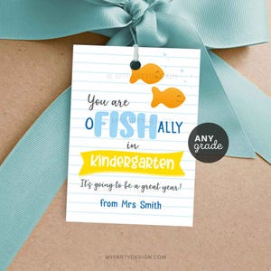 Étiquette oFISHally à la maternelle, étiquettes de collations de poisson pour la rentrée des classes, étiquette cadeau premier jour d'école - TÉLÉCHARGEMENT IMMÉDIAT - PDF modifiable imprimable