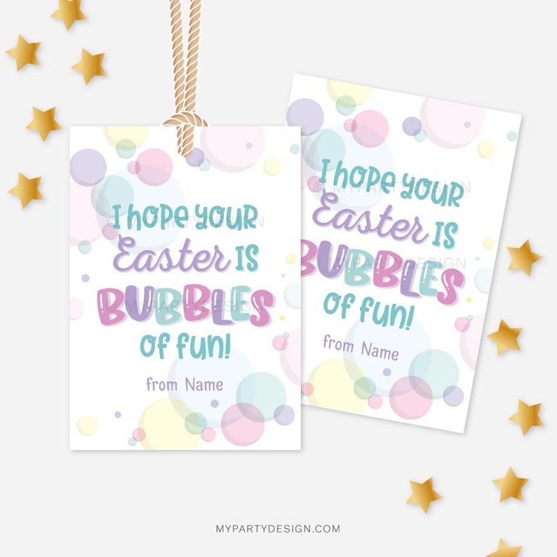 Easter Raffle Bubble Text Easter Bubbles Tag, I Hope Your Easter is Bubbles of Fun, Kids School ...
