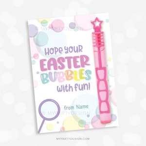 Osterblasen mit lustiger Karte, Kinder Ostern Mini Bubble Wands Tags für Klassengeschenk für Studenten - SOFORTIGER DOWNLOAD - Druckbare bearbeitbare PDF-Datei