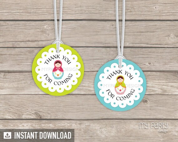 Matryoshka Favor Tags - Matryoshka Party - Thank you Tags - Babushka Party - Russian Doll - INSTANT DOWNLOAD - Printable PDF Il_570xn
