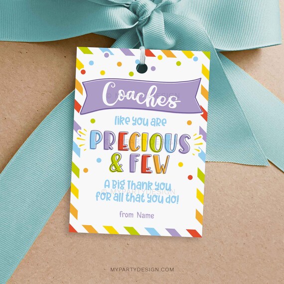 Coach Appreciation Tag, Thank You Label for Cheer, Dance, Gymnastics or Sports Coaches Gifts - INSTANT DOWNLOAD - Printable Editable PDF